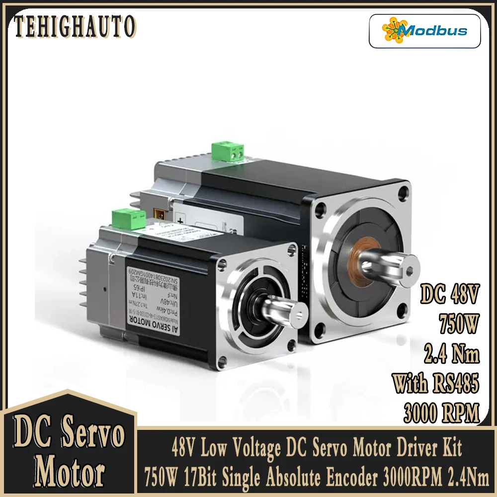 

48V DC Servo Motor All-in-one Built In Drive 750W Low Voltage 80 mm 2.4Nm Motor 17Bit Absolute Encoder 3000RPM With RS485