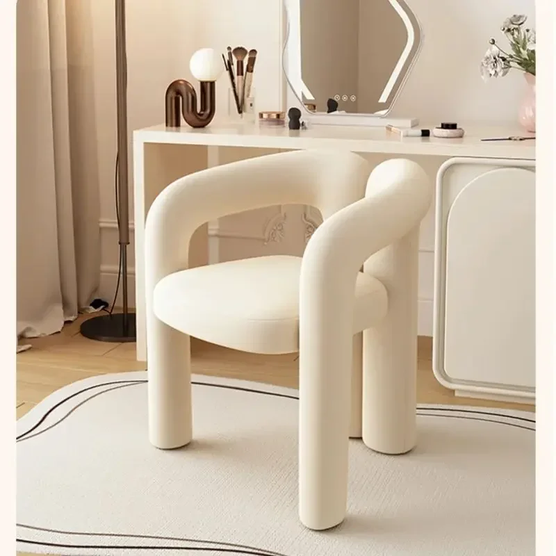 Flannel Living Room Armchair Luxury Dining Chair Bedroom Dressing Chair Beauty Salon Chair INS Makeup Soft Stool Home Furniture