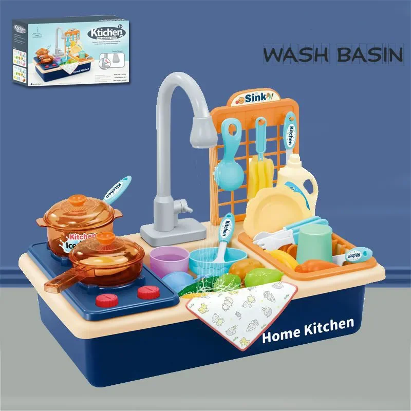 Kitchen Kit for Kids Sink Toys for Children Baby Electric Water Wash Basin Plastic Simulation Dishwasher Pretend Play Gifts