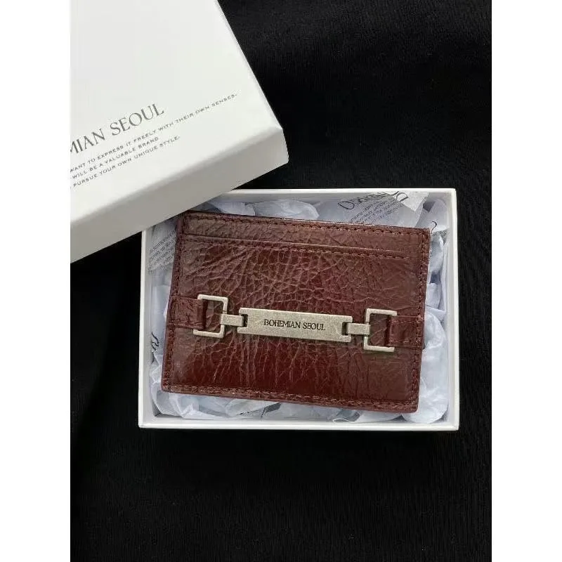 Korean High-quality Cowhide Metal Retro Card CaseLightweight Card Storage Bag