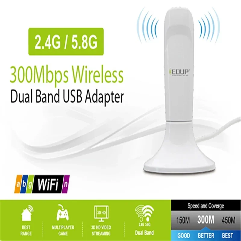 

EDUP EP-DB1305 300Mbps Wireless Dual Band USB Adapter WIFI Network Adapter Free Shipping