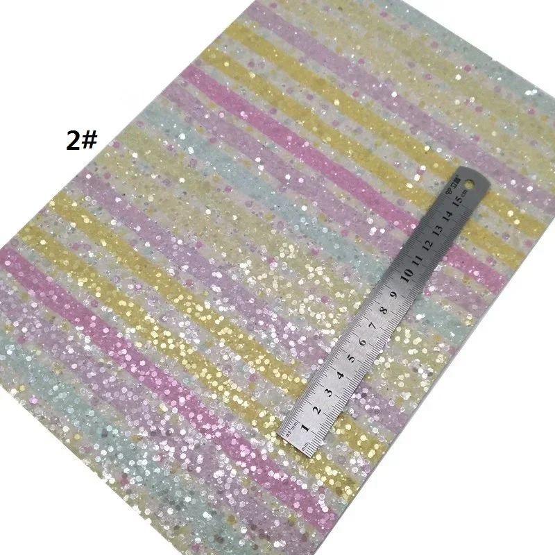 30X134CM Starts Stripes printed Chunky Glitter Faux leatherSheets Felt Backing Glitter For Bows Earrings DIY 21X29CM W609