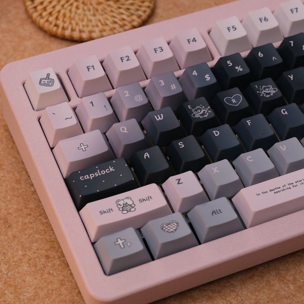 140 Keys Original Bear Story Keycaps Gray Pink Cherry Profile PBT Dye Sublimation Key Caps For MX Switch Mechanical Keyboard