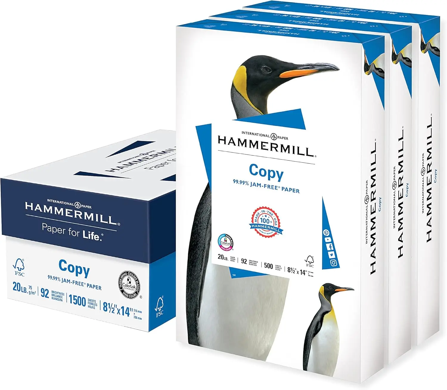 

8.5x14 Printer Paper, 20lb, 92 Bright, 1500 Sheets, Legal Size