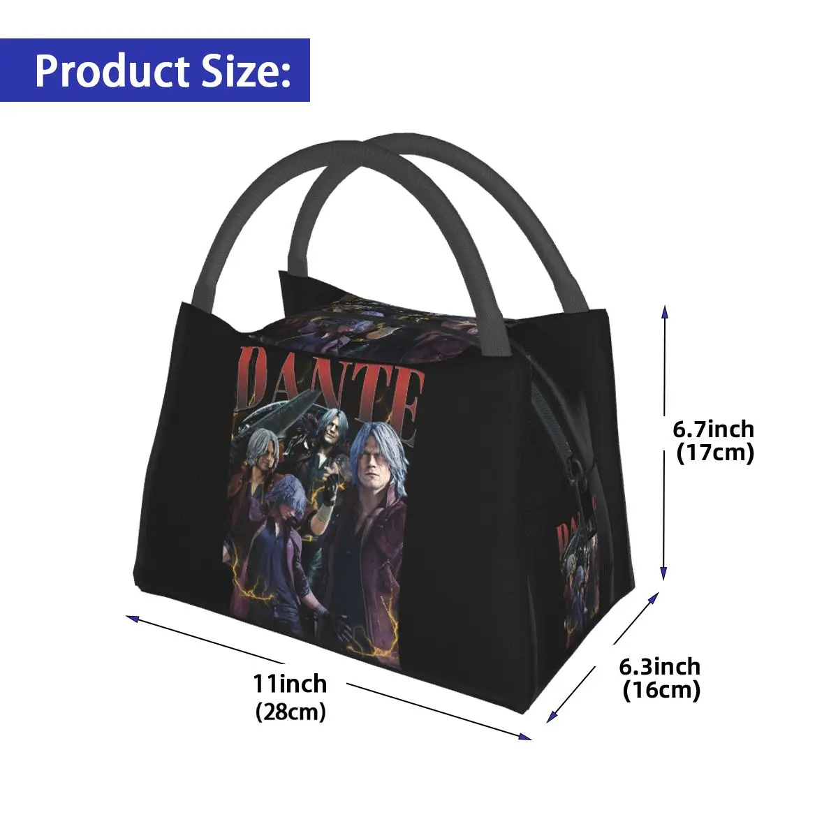 Limited Dante Devil May Cry Insulated Lunch Bag for Women Picnic Storage Food Boxes Container Cooler Thermal Lunch Box Tote