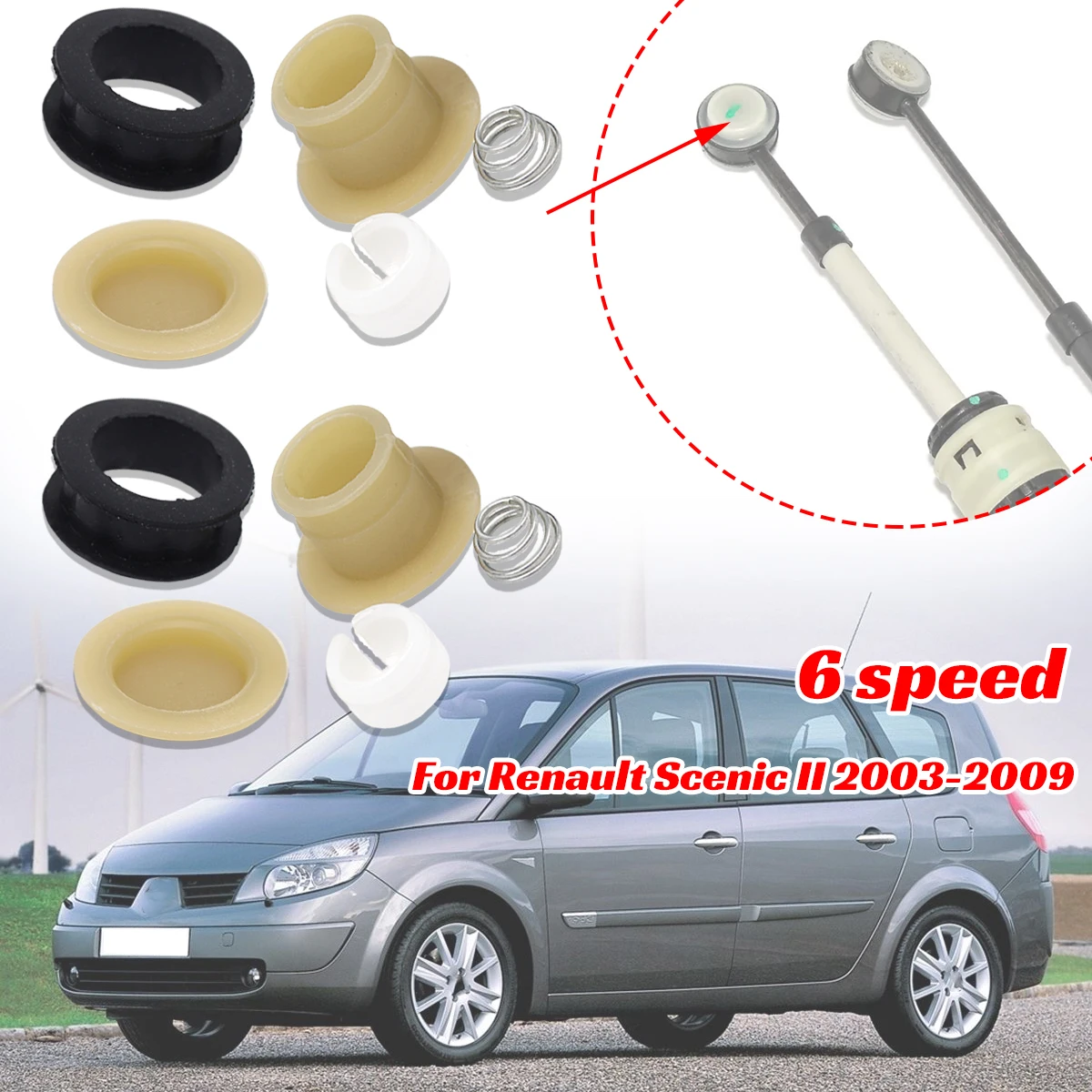 For Renault Scenic II 2003-2009 Manual Gearbox Shift Cable Linkage Control Bushing Gear Shifter Lever Selector End Rod Connect