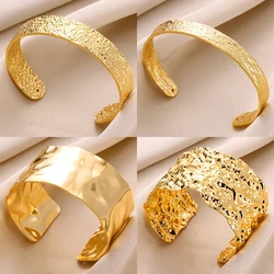 Klassieke Rimpel Textuur Openning Armband Voor Vrouwen Prachtige Manchet Armband Rvs Hand Ornament Punk Sieraden