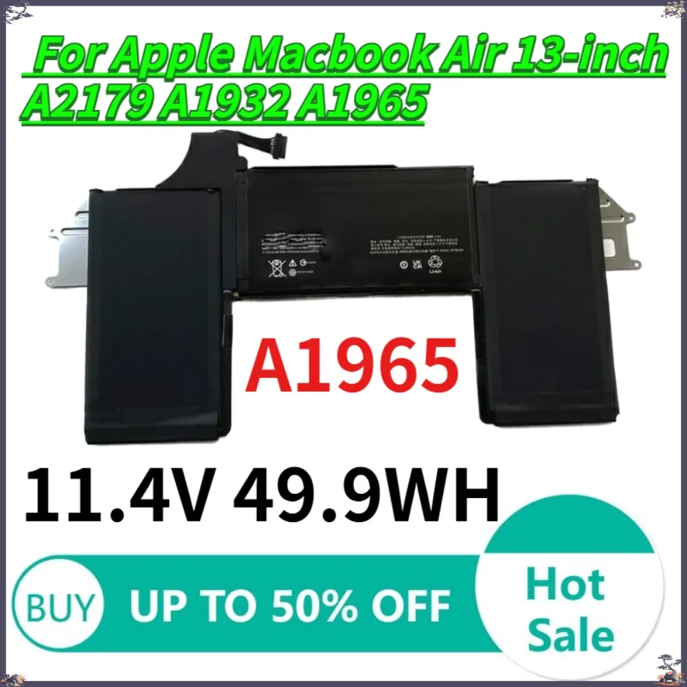 

11.4V 49.9WH A1965 Battery For APPLE MacBook Air 13 inch A1932 2018 2019 A2179 Early 2020 Laptop Battery