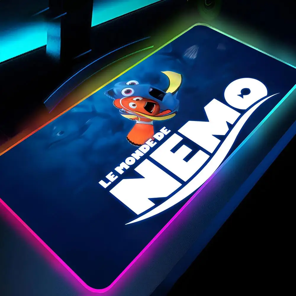 Alas Mouse Gamer find Nemo, tikar Keyboard Deskmat RGB, pelindung meja Mousepad LED laptop Gaming