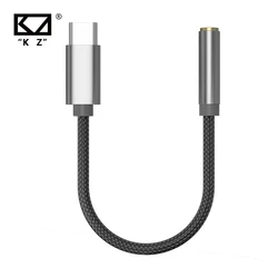 Аудиоадаптер KZ AM01 Type-C на 3,5 мм, 32 бит/384 кГц Hi-Fi DAC + IC усилитель, двухчиповый аудиокабель для наушников