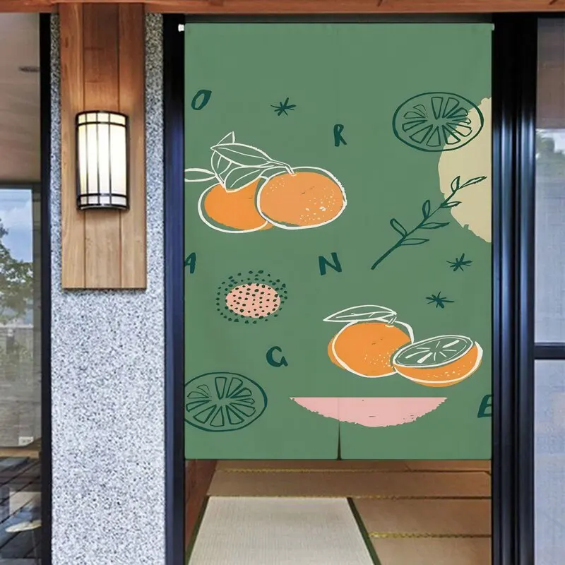 Fruit Pattern Door Curtain Made of Cotton and Linen Room Partition Curtain Heat Insulation Customizable Patterns