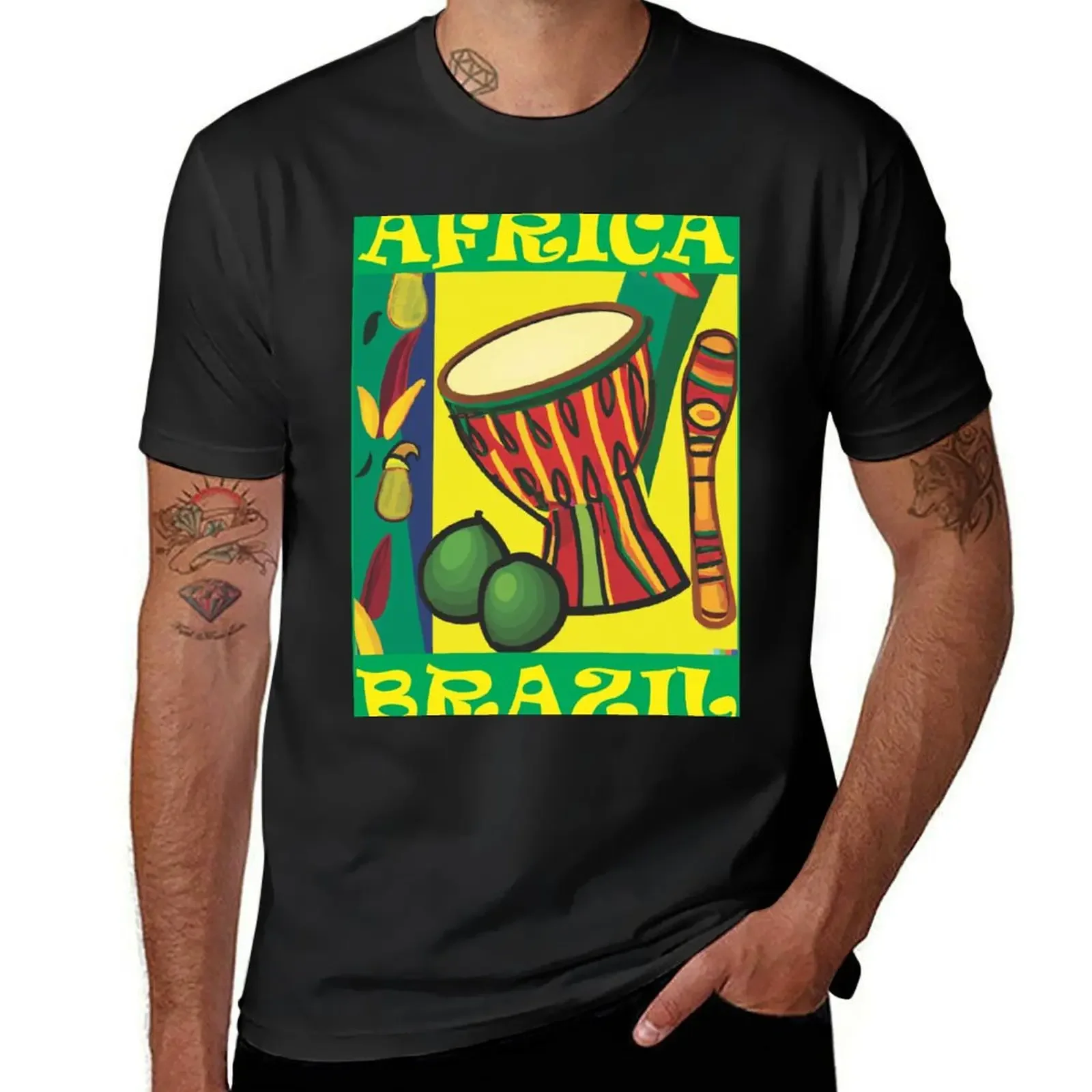 Percussion, Samba, Brazil and Africa united T-Shirt hippie clothes quick-drying animal prinfor boys blanks clothes for men