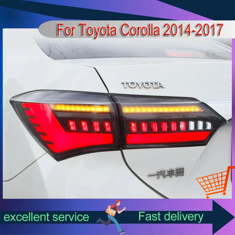 

Авто задние фонари для Toyota Corolla 2014-2017, задний фонарь DRL, задний фонарь, сигнальные светодиодные лампы, модифицированный тормоз, автоматические автомобильные аксессуары