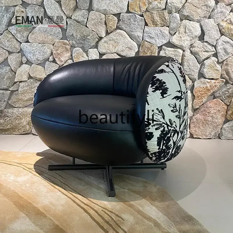 2003 Single Sofa Chair Floral Fabric Eggshell Chair Home Living Room Vintage Meeting Chair Hotel