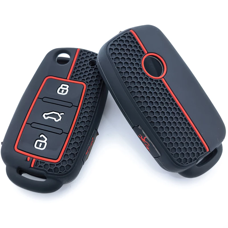 4-Tasten-Silikon-Autoschlüsselhülle mit Fernbedienung für Volkswagen VW Bettle CC EOS Golf Jetta Passat Tiguan Touareg SEAT SKODA