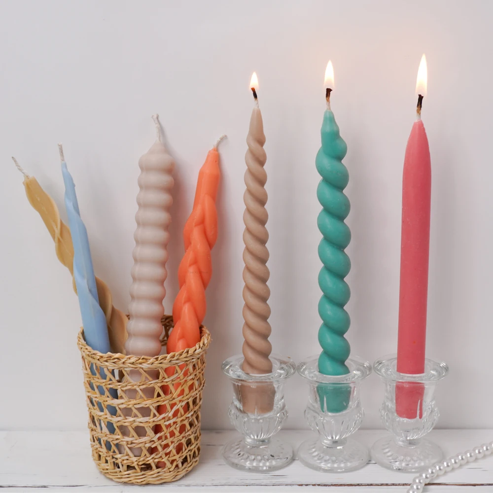 Geometry Candle Silicone Mold DIY Long Rod Spiral Twist Shape Candles Making Supplies Resin Soap Chocolate Molds Home Craft Deco