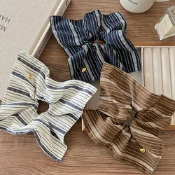 2025 Korea Square Striped Cloth Scrunchies Women Girl Elastic Hair Rubber Band Accessories Tie Hair Ring Rope Headdress Headwear