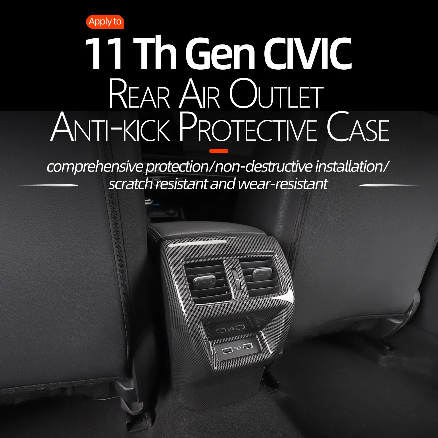 

For 2022 2023 2024 2025 Honda Civic 11th Gen Accessories Central Armrest Box Anti Kick Decals ABS Interior