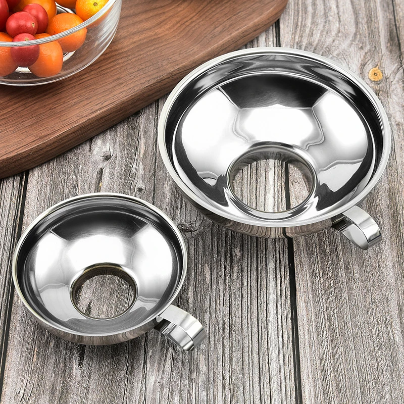 304 Stainless Steel Wide Mouth Canning Funnel Large Multifunctional Salad Wine Oil Dressing Hopper Filter Kitchen Tools Gadgets