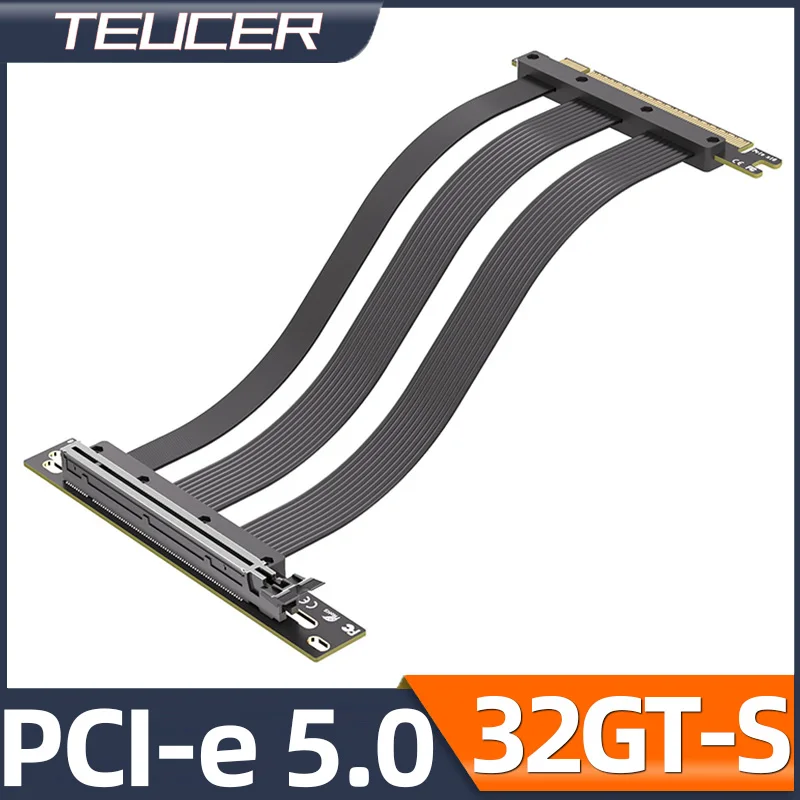 

Teucer Graphics Card PCIE 5.0 X16 GPU Right Angle Extension Cable Gen 5 128GB/s Speed Compatible with PCIe 4.0 designed for ITX