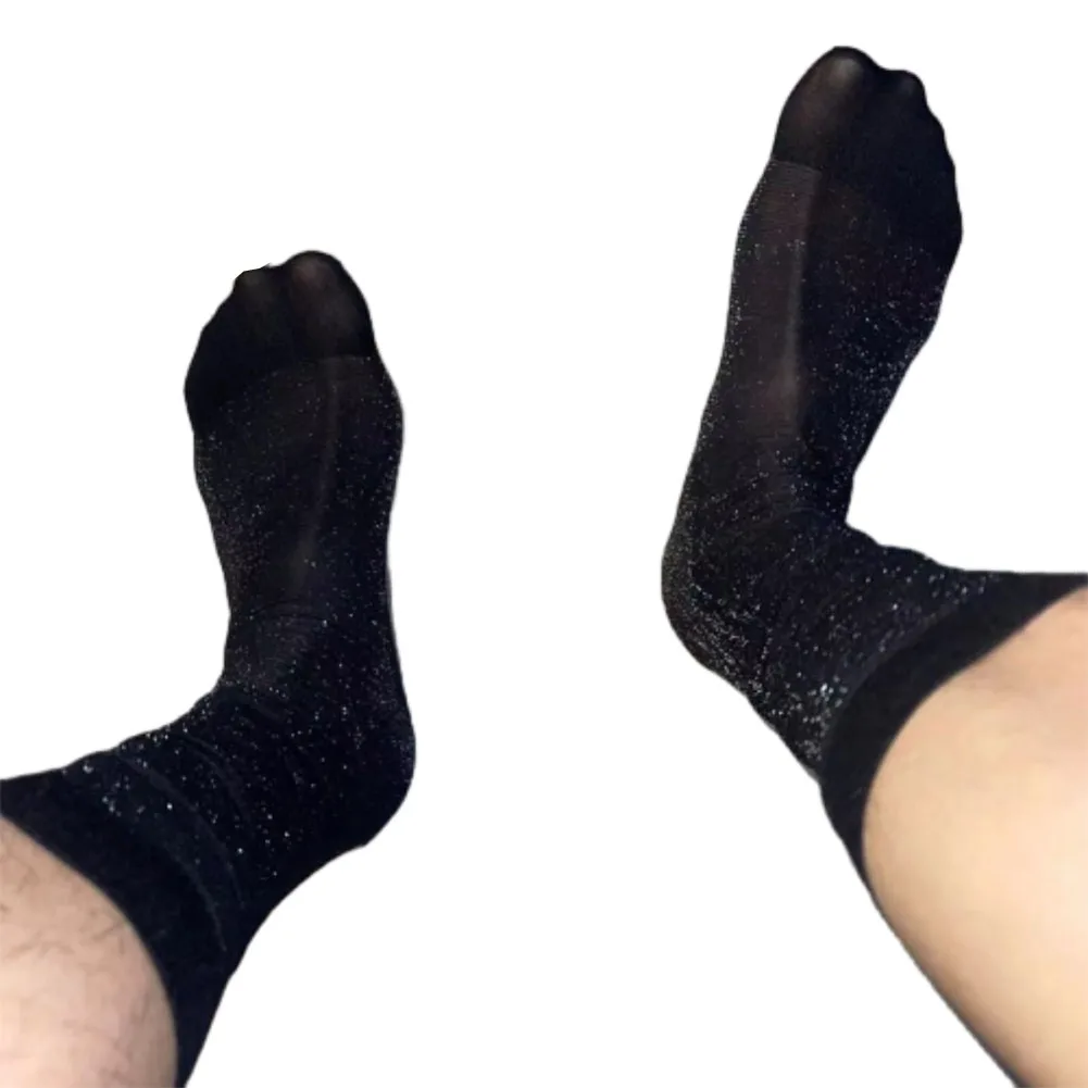 1 Pair Men's Sexy Shiny Silky Sock See Through Breathable Casual Stockings Man Business Dress Middle Tube Socks