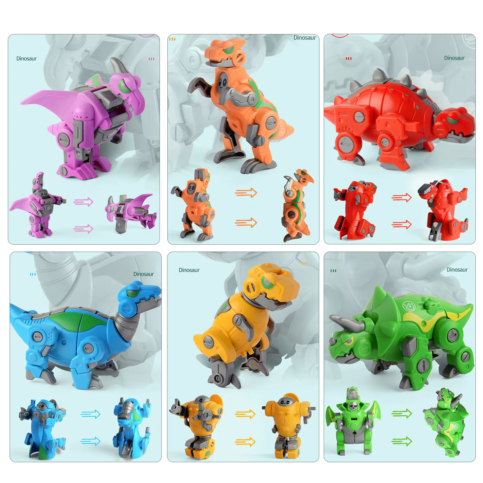 6 pçs montagem dinossauro deformação conjunto brinquedos para crianças mecha robô transformação modelo kits crianças meninos brinquedos educativos presente