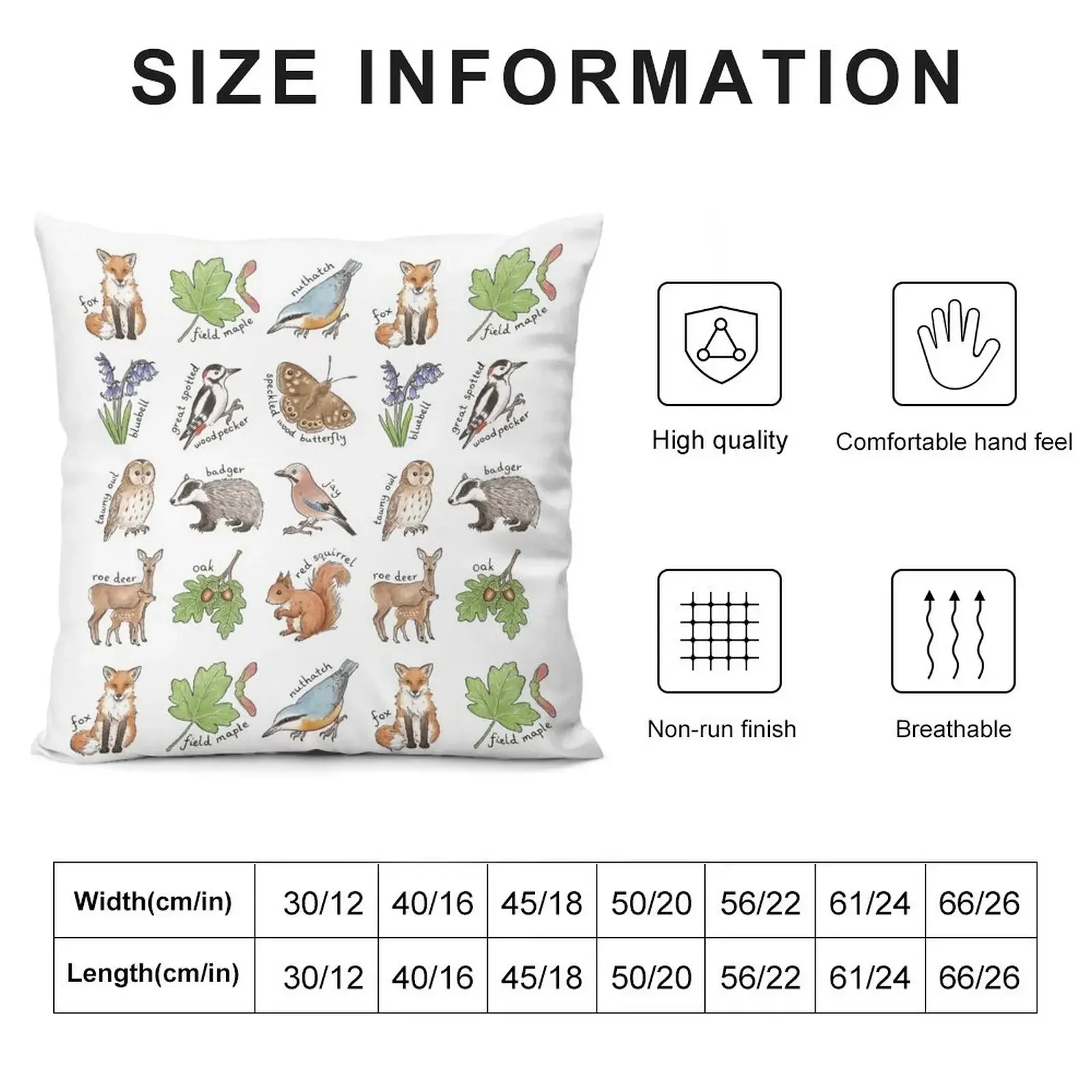 British Woodland Wildlife Throw Pillow Luxury Pillow Cover Christmas Covers bed pillows pillow