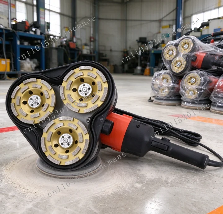 Portable Triple-Head Concrete Floor Grinder Part, Handheld Polishing Attachment for Construction and Renovation Work