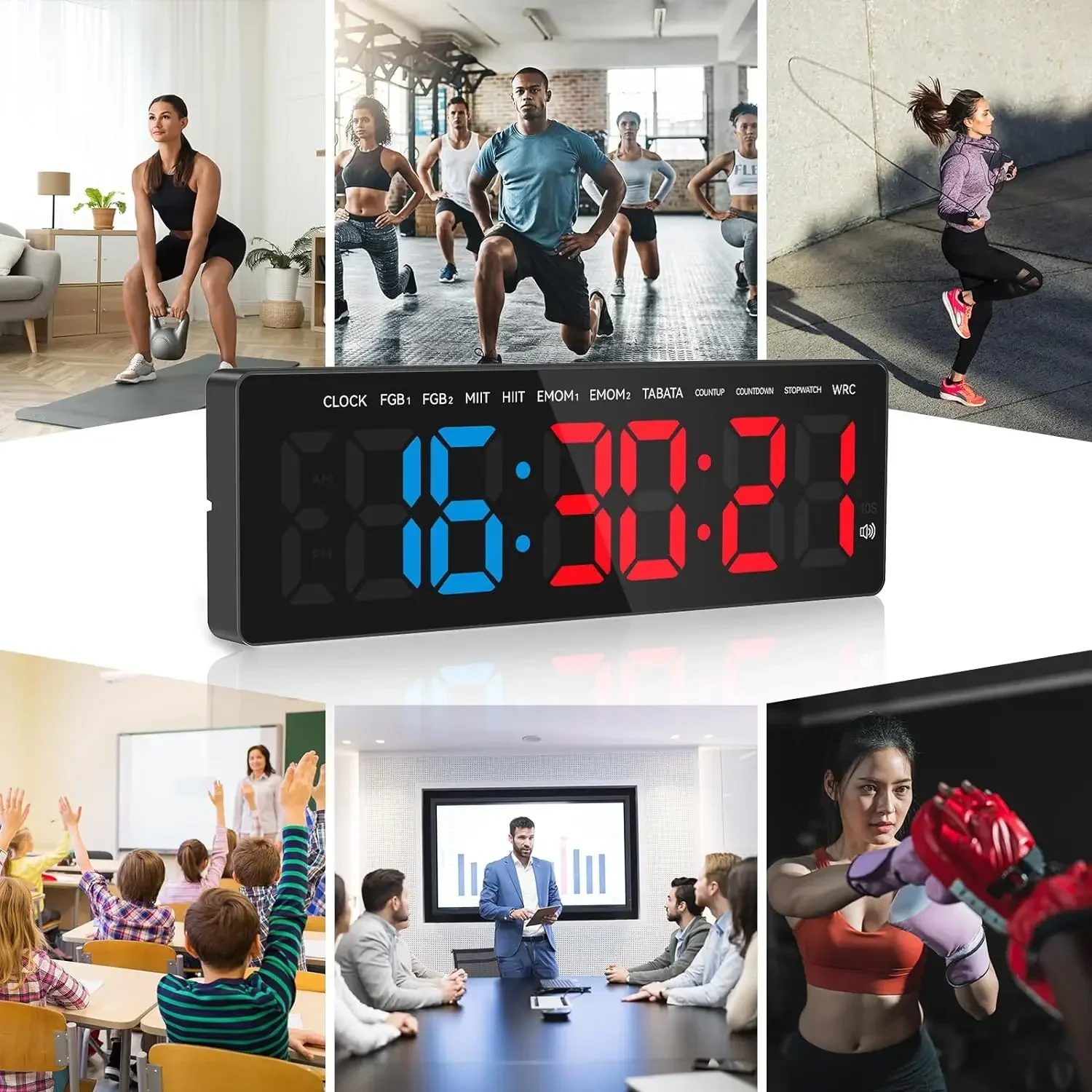 Imagem -04 - Temporizador de Ginásio 3.5 Grande Display Led Relógio de Parede Ginásio Intervalo Treino Contagem Regressiva up Cronômetro Temporizador Digital para Fitness Casa Temporizadores