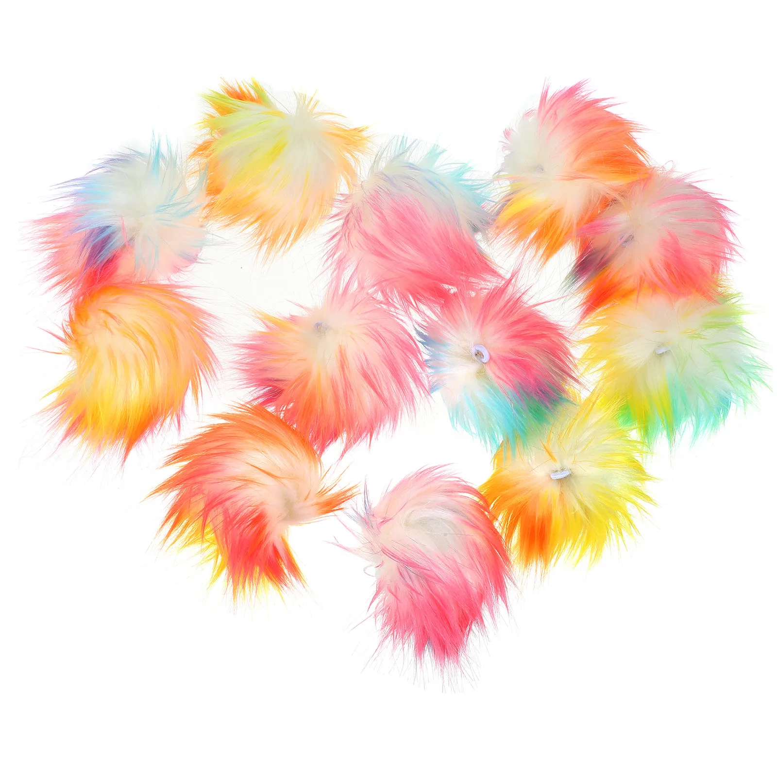 

12Pcs Pom Pom Balls Artificial Ball Keychain Decoration DIY Hat Scarf Bag Craft Supplies Art Accessories Pompoms for Hats