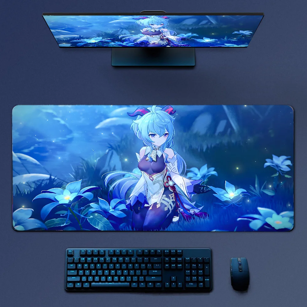 G-genshin Mousepad besar, alas Mouse Gaming dengan kunci tebal Keyboard komputer