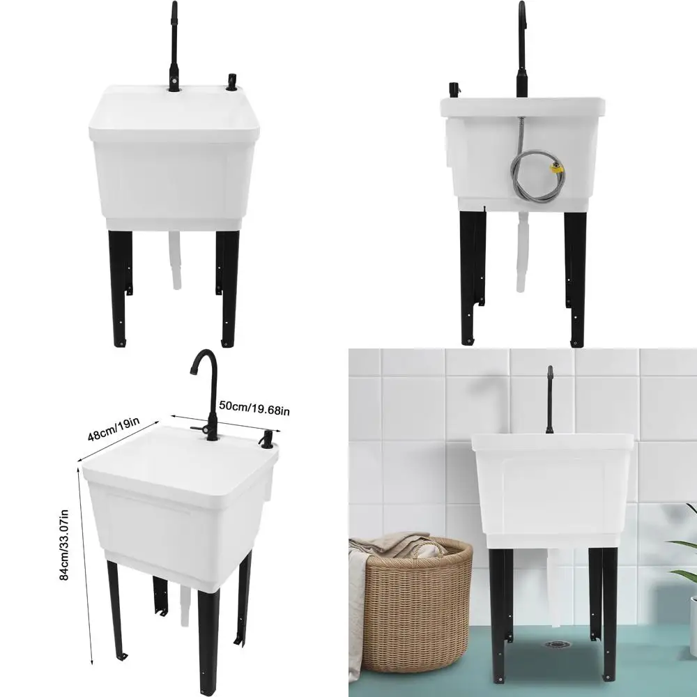

Freestanding Laundry Sink with Faucet and Drain Kit for Washing Room Utility Tub Sinks