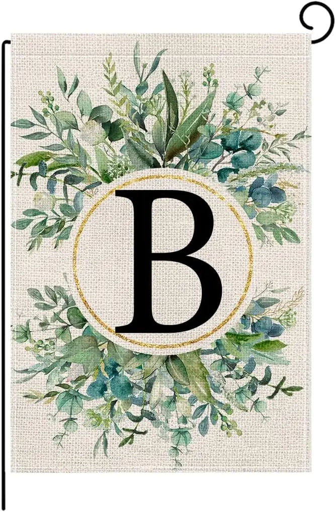wyooxoo Monogram Letter B Floral Garden Flag 12x18 Inch Double Sided For Outside Small Burlap Family Last Name Initial Outdo WWP
