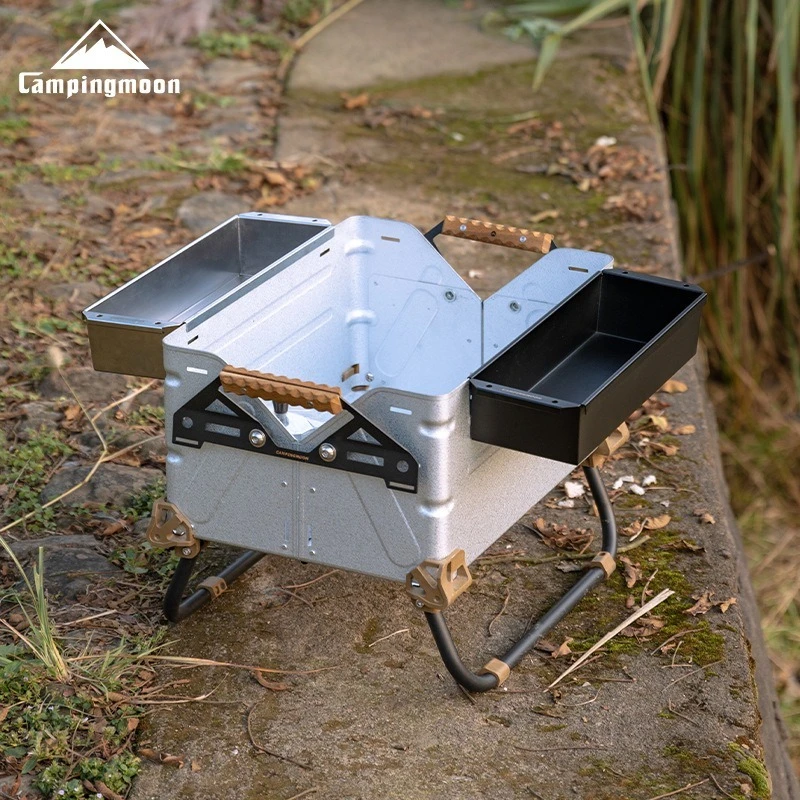 

CAMPINGMOON BKCK-11 Коробка для столовых приборов из нержавеющей стали для кемпинга Удобная настольная раковина IGT Уличный чайный столик для хранения столовых приборов