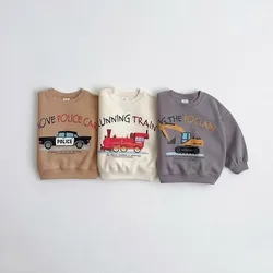 Autumn Children Cartoon Long Sleeves Sweatshirt Girl Baby Letter Print Casual Tops Boy Infant Cotton Sweatshirt Toddler Clothes