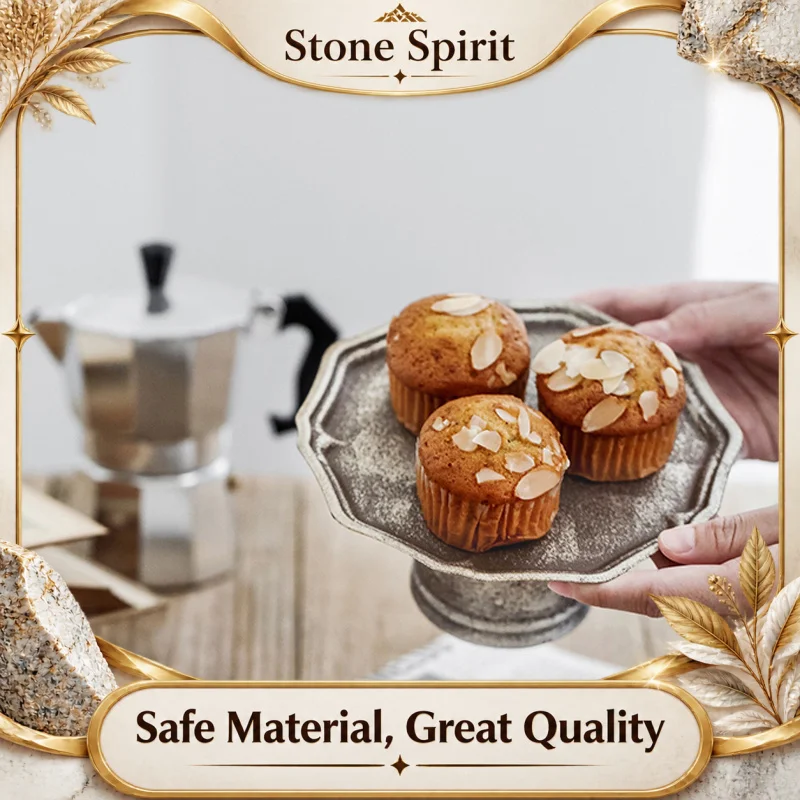 【Premium】Ahender Jiaz-Vintage Lace Made Old Iron Tray, Retro High Foot Dessert Table, Home Decoration, INS Photography Prop