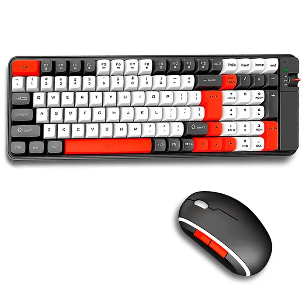 KNUP - KP-TE129 RED 2.4Ghz Wireless Bluetooth Wireless Keyboard and Mouse Kit