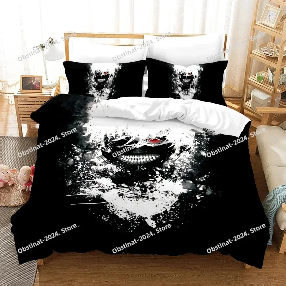 3D 만화 도쿄 구울 카네키 켄 침구 세트 베개 커버 포함 부드러운 싱글 더블 퀸 슈퍼 킹 사이즈