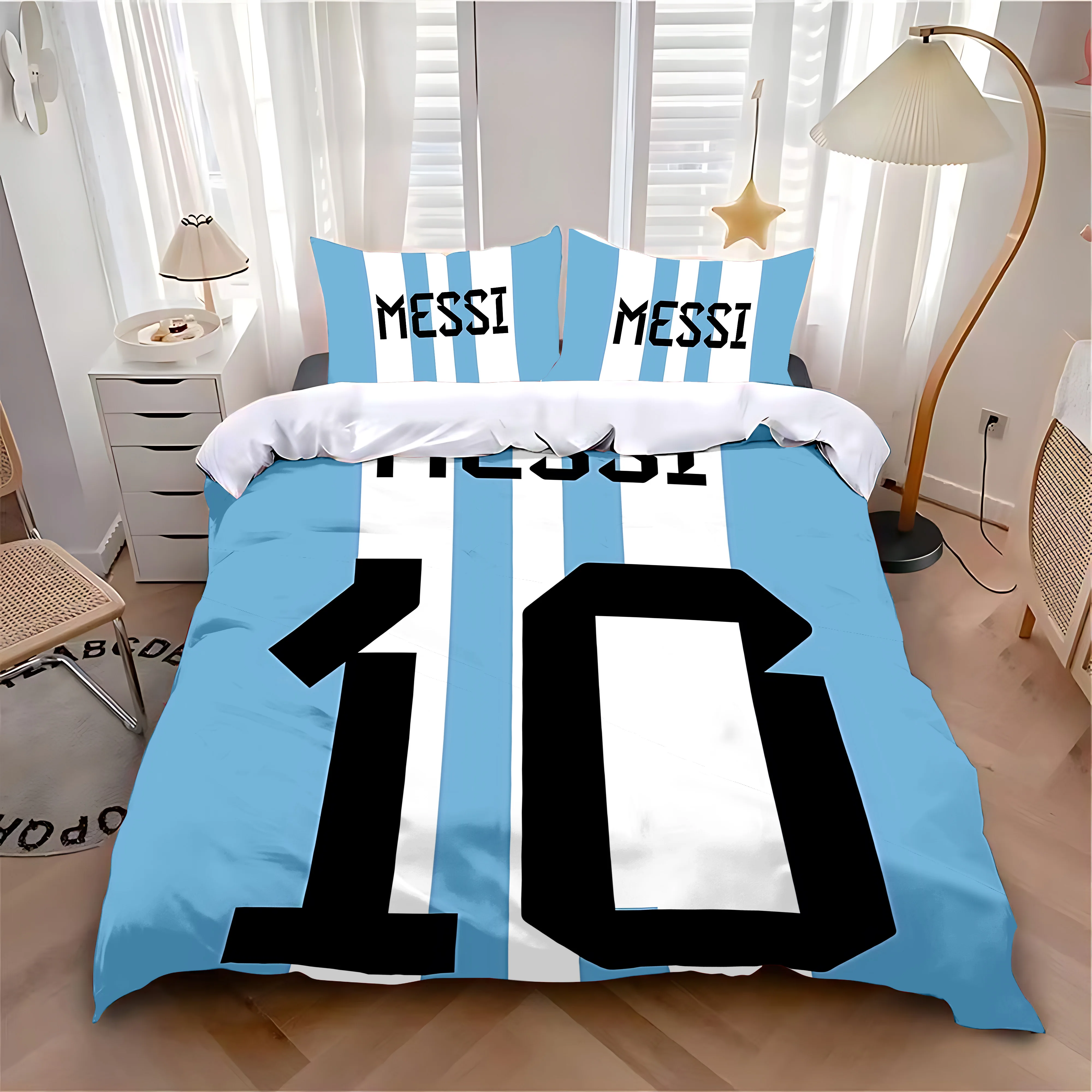 Duvet Cover Pillowcase Bedding Set Hot L-LionelS M-MessiS Adult Boy Girl Bedroom Decoration Children Single Double Large Size