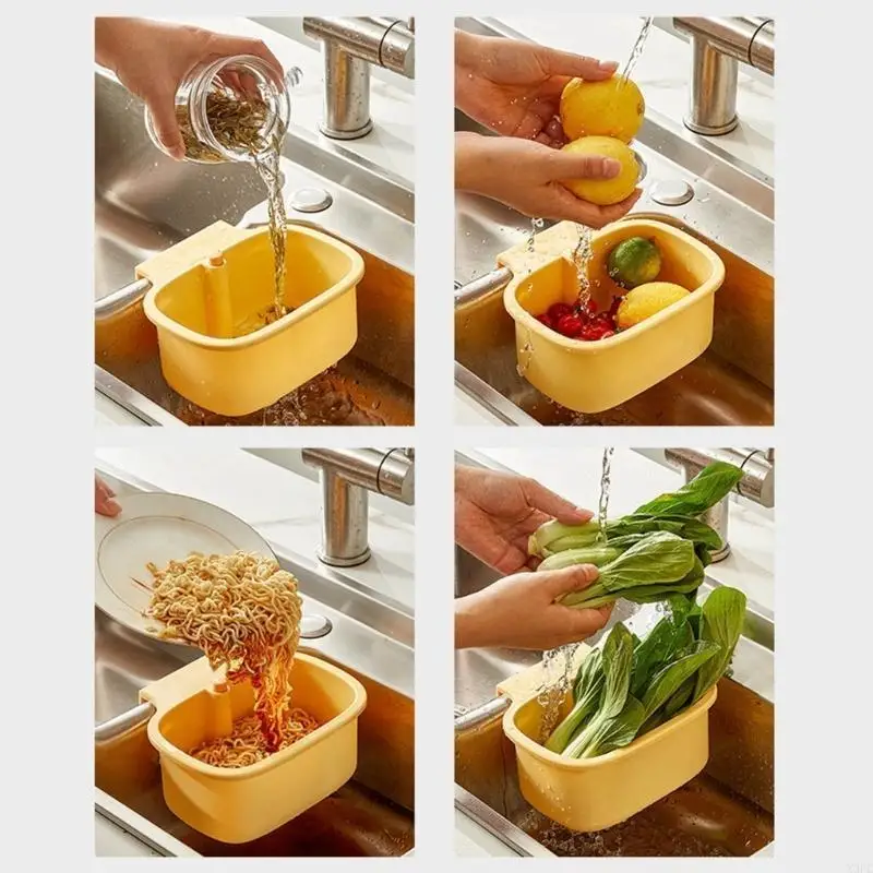 Press Drain Basket Sink Strainer With Removable Grids Space Saving Kitchen Tool X3UC