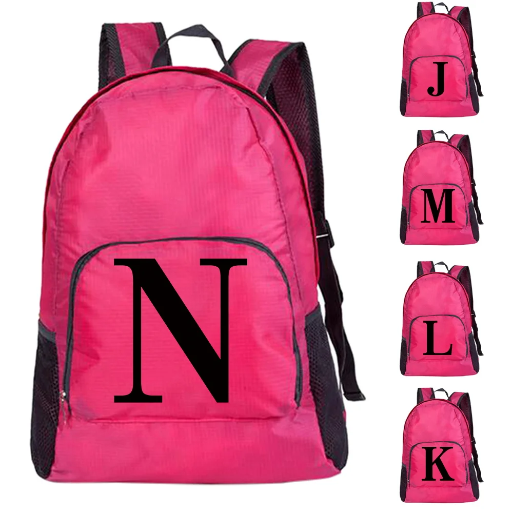Letter Print Foldable Backpack Ultralight Packable Lightweight Travel Daypack Black Folding Sport Organizer Climbing Outdoor Bag