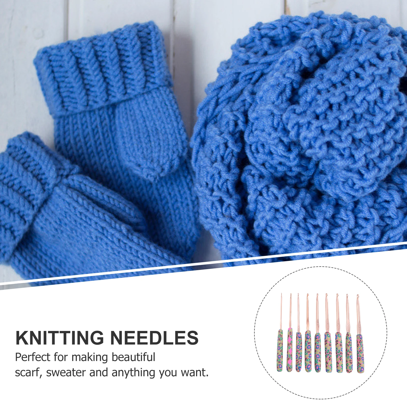 

9Pcs Polymer Clay Handle Crochet Hooks Set Short Metal Knitting Needles Ergonomic Design Ideal Gift for and Beginners