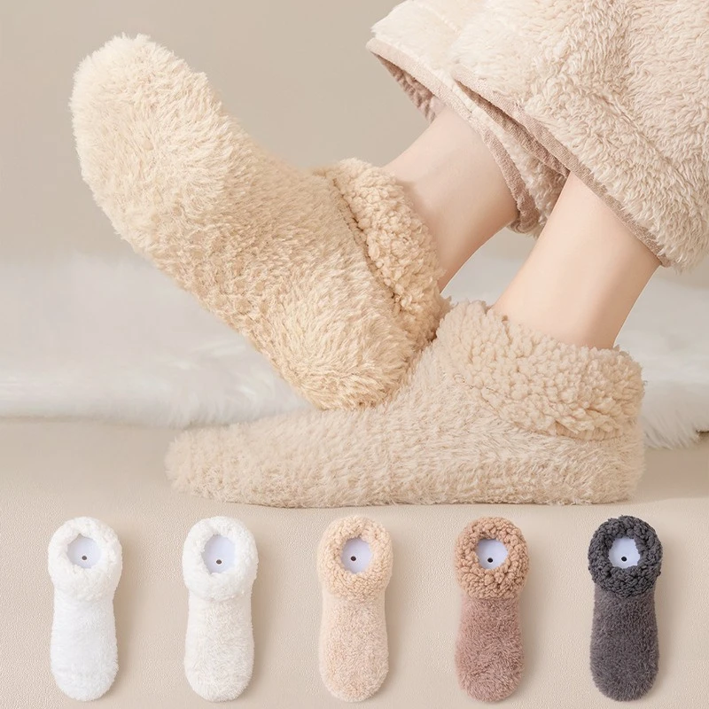 

Socks Women's Autumn and Winter Medium Tube Socks Wear Warm Lamb Wool Non-slip Floor Socks When Sleeping in Winter
