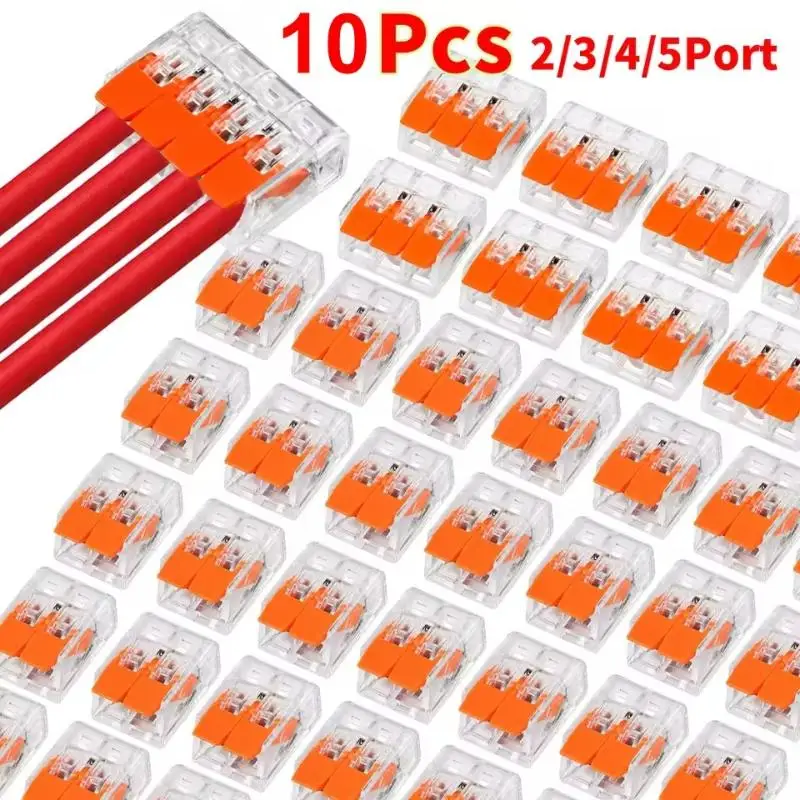 10Pcs Electrical Cable Connectors 2/3/4/5 Port Lever Wire Connector Quick Splice Electrical Wire Terminal 32A 450V Kit