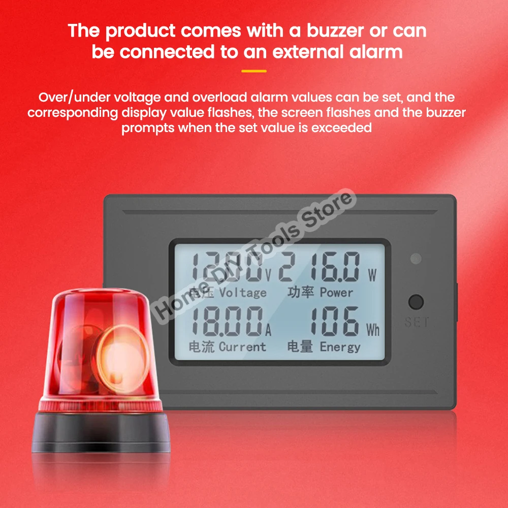 DC 6-200V Digital Voltmeter Ammeter LED Power Panel Meter Monitor Voltage Current Meter Tester Wattmeter Energy Meter Detector