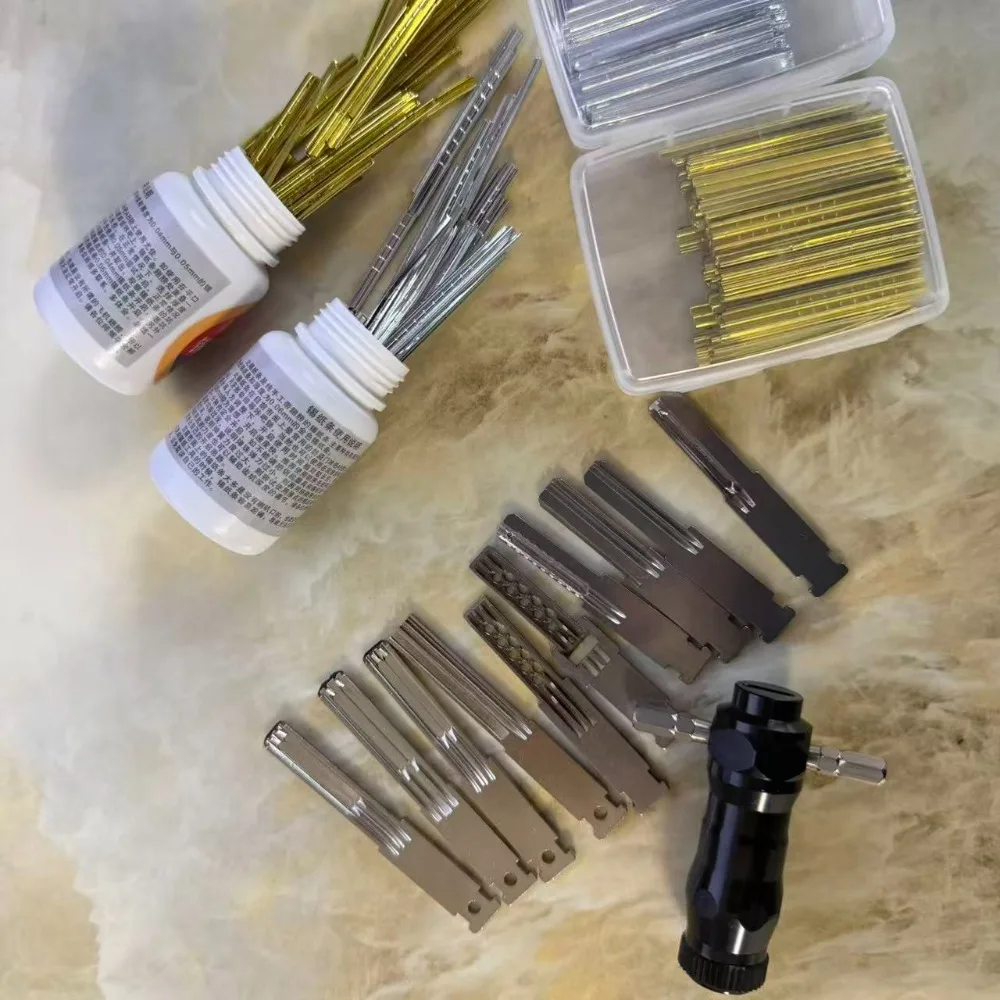 Kit de crochetage tubulaire ABJI 9-en-1 avec clés interchangeables en acier inoxydable pour serruriers et usage domestique