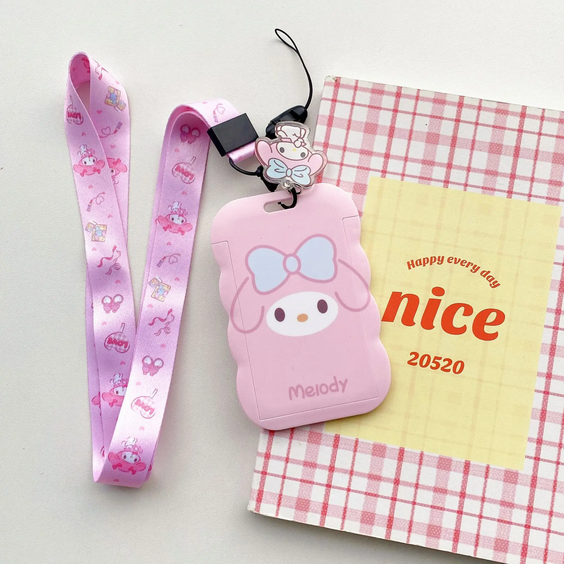 Kawaii Sanrio Keychain Pendant Hellokitty Kuromi Cinnamoroll Cute Card Holder Plastic Lanyard Card Holders For Student Gifts image 5