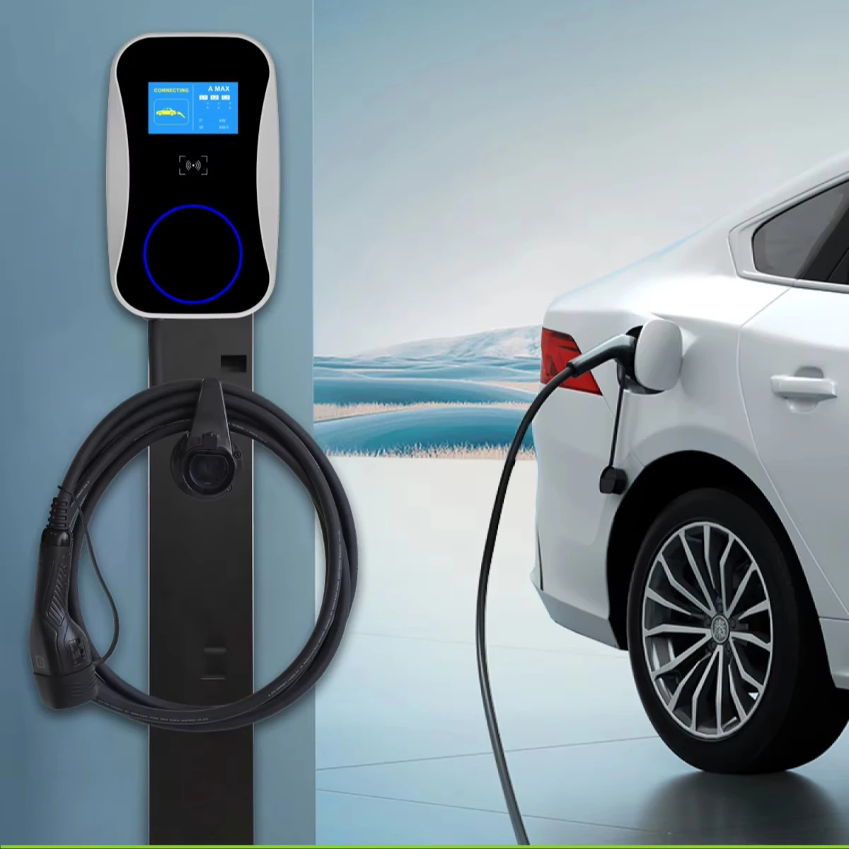 

New Hot Sale Type 2 32A Wall-mounted Intelligent AC Home 32kW EV Charger IP65 Protection TUV CE Certification For Vehicles