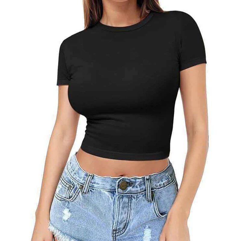 Casual versatile compression cotton quick-dry fitness top yoga wear running Pilates sports T-shirt short sleeve
