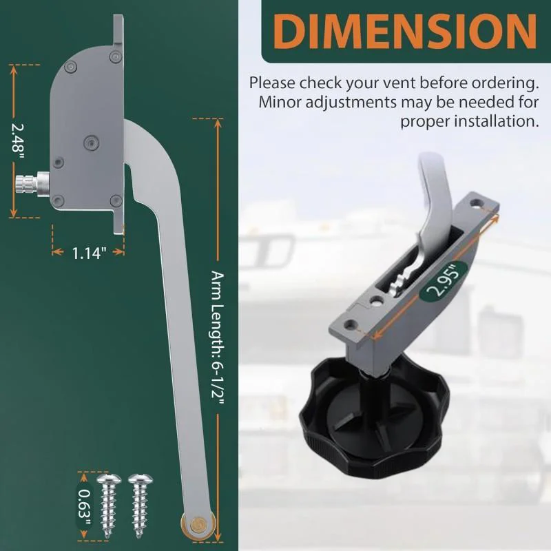 RV Roof Vent Operator Assembly With Screw For Ventline Ventadome For 14 X 14 Standard RV Roof Vents With Wedge Shaped Covers view 6